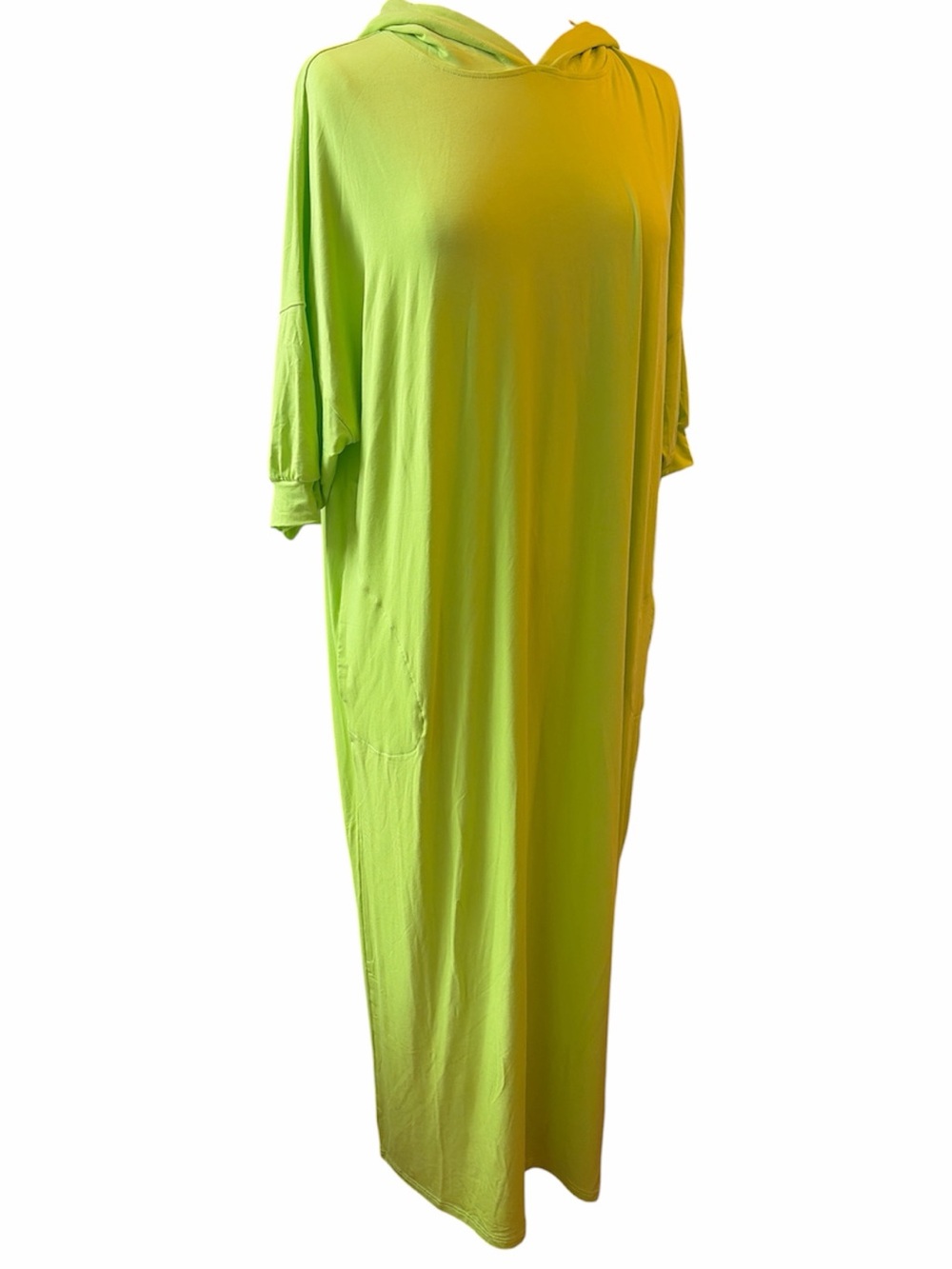 Aleeza Paris Essential Dolman Hooded Maxi Dress fluorescent green, Medium - Picture 1 of 11